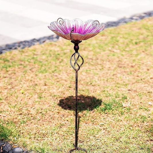 MUMTOP 31 Inch Height Glass Birdbath Birdfeeder - Image 2