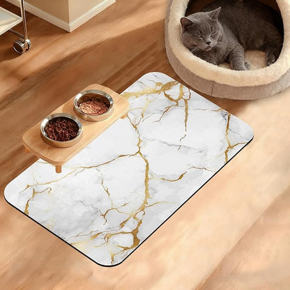 Abstract Marble Dog Food Mat, Quick Dry Dog Placemat Non Slip Rubber Backing by Unknown