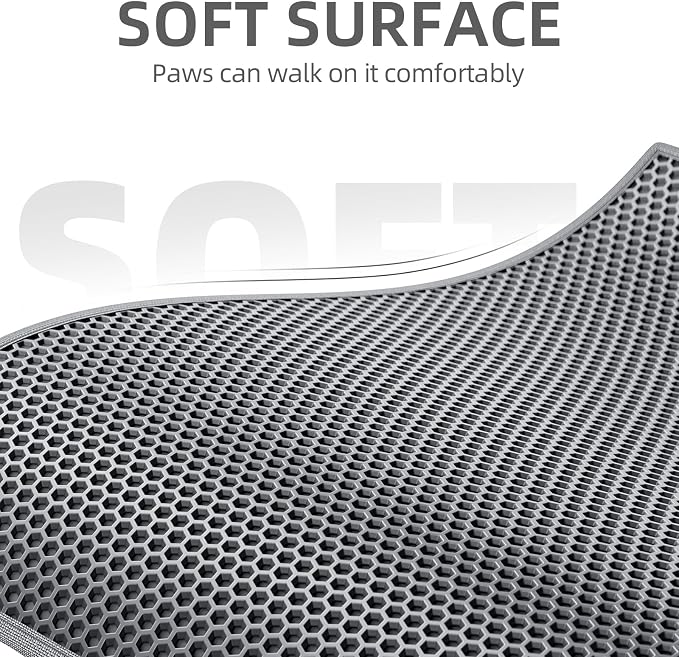ESTHELLO Cat Litter Mat Large, Cat Litter Trapping Mat, Honeycomb Double Layer - Image 3