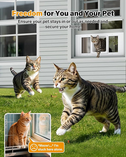 Cat Door for Window Weatherproof: Aluminum Frame Flap Pet Door Quick Fit Window - Image 6