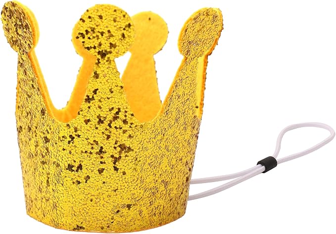 Gold Dog Birthday Crown, 3.54 Inch Height Glitter Pet Crown, Mini Party Hat by Vesil