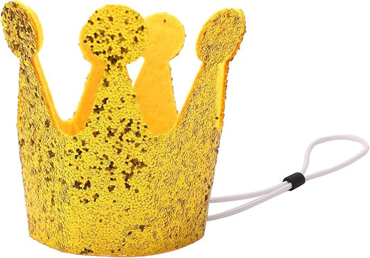 Gold Dog Birthday Crown, 3.54 Inch Height Glitter Pet Crown, Mini Party Hat by Vesil