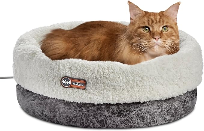 K&H Pet ProductsHeated Cat Bed Indoor, Thermo-Snuggle Cup Bomber Soft Heated by KHPetProducts