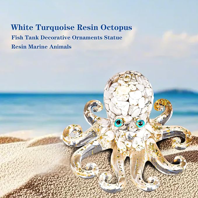 Natural Crystal Gravel Octopus Resin Marine Animals Fish Tank Decorative - Image 5