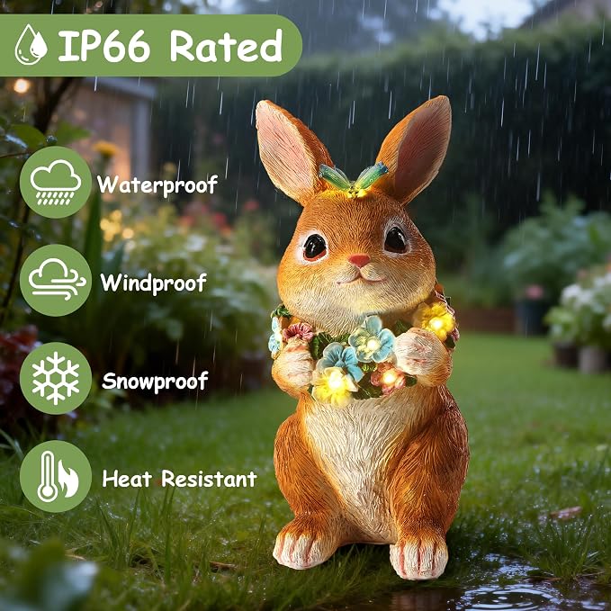 Solar Garden Statues Outdoor Easter Bunny Decorations - Image 5