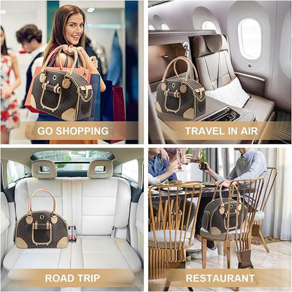 Fashion Dog Carrier PU Leather Dog Handbag Dog Purse Cat Tote Bag Pet Cat Dog - Image 6