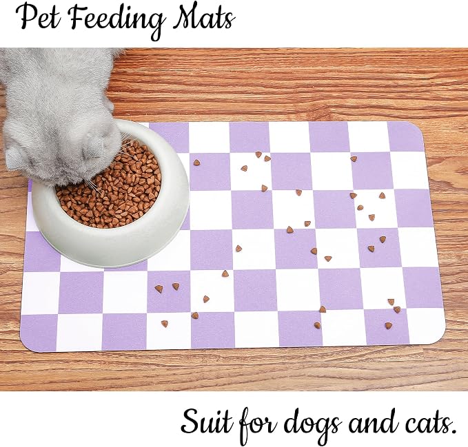 Ralxion Checkered Dog Feeding Mat, Absorbent Mats - Image 4