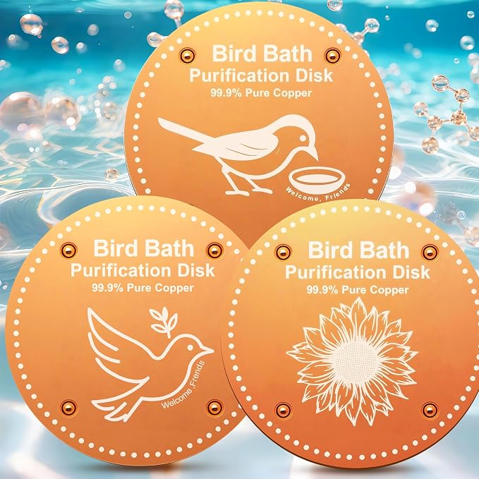Bird Bath Purification Disk Pure Copper Outside Winter Solar Power Birdbath by OICEME