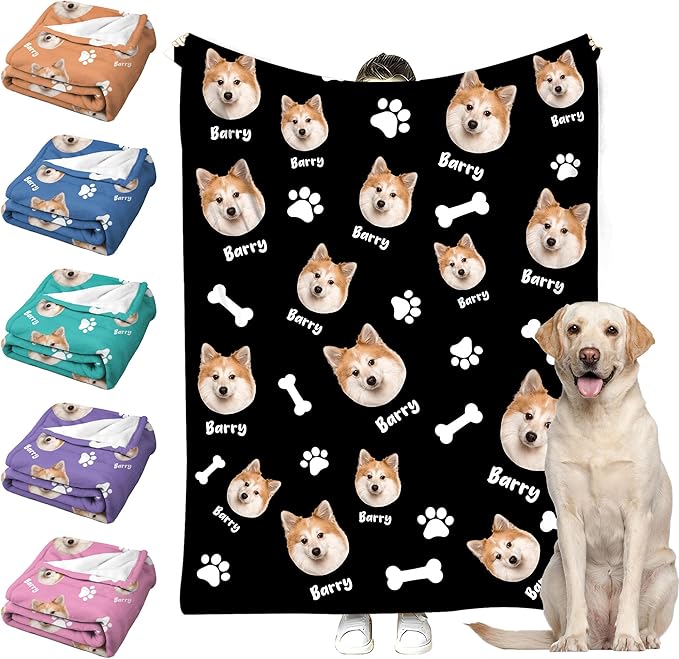 Personalized Paw Print Dog Blanket by Faroishta