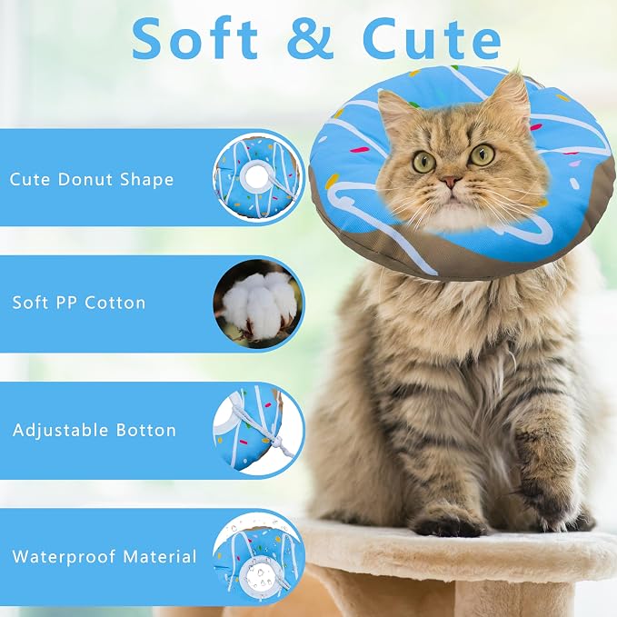 Cat Cone Collar Soft, Adjustable Cat Recovery Collars Kitten Cones to Stop - Image 3