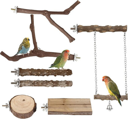 7PCS Bird Perches, Natural Wood Parrot Perch Stand, Bird Perch Chewing Stick by Filhome