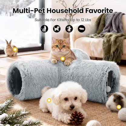 Tempcore Plush Cat Tunnel for Indoor Cats，Collapsible 3-Way Pet Tunnel Toy - Image 3