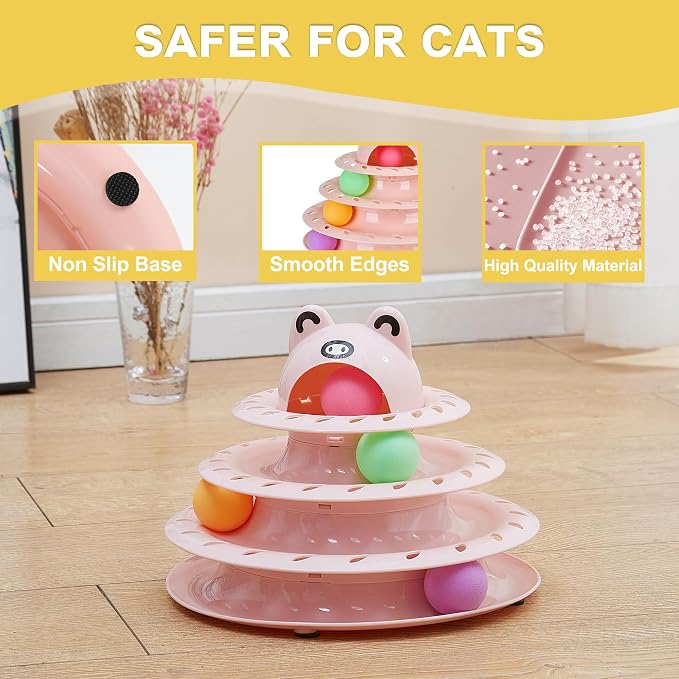 Gefryco Cat Toys 4-Tier Roller Track, Turntable Cat Tower Toy - Image 4