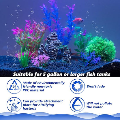 Ameliade Aquarium Artificial Plastic Plants Decorations and Rock Cave Decor Set - Image 4