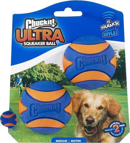 Chuckit! Ultra Squeaker Balls for Dogs, Floating Water Pet Toys, Durable Rubber by Chuckit