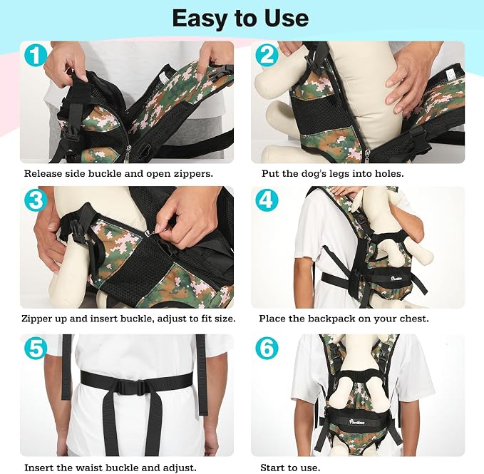 Pawaboo Pet Dog Front Carrier Backpacks, Legs Out Pet Carrier Backpack - Image 3