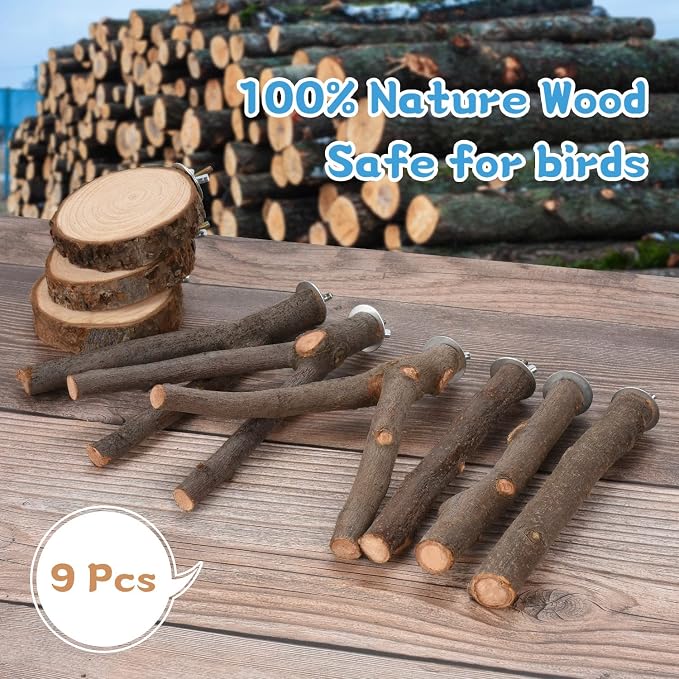 36 PCS Bird Perches Stand Toy, Natural Wood Parrot Perch Stand Bird Cage - Image 4