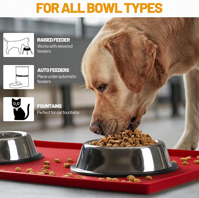 Hubulk Dog Feeding Mat, 100% Waterproof Food Grade Silicone Pet Food and Water - Image 6
