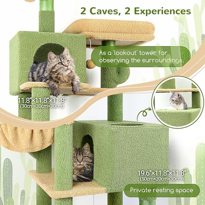 Globlazer Cactus Cat Tree Tower 76-Inch Extra Tall Multi-Level Cat Furniture - Image 2