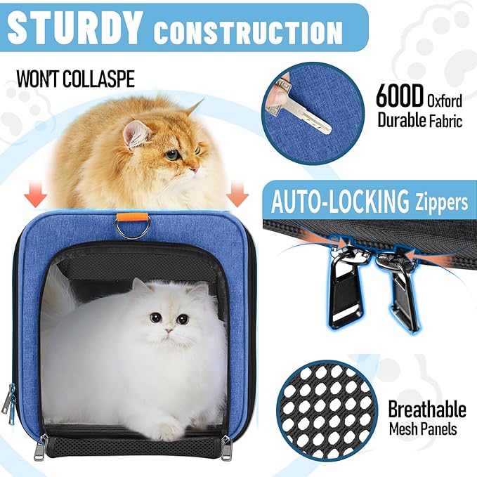 Pet Carrier Large Cats 20 lbs Top Load/Soft Sided Small Dog Travel - Image 6