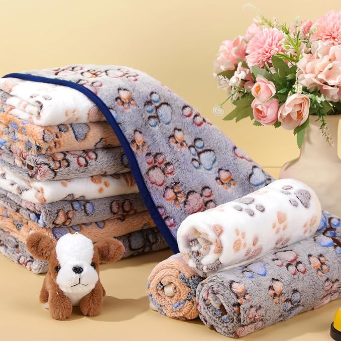 Chumia 40 Pcs Blankets Soft Fluffy Fleece Washable Pet Dog Sleep mat Paw Print - Image 4