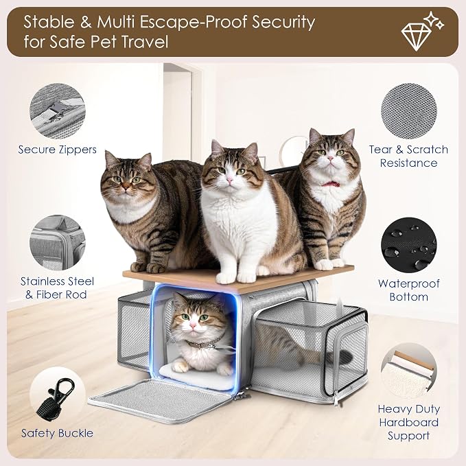 Top and 2 Sides Expandable Pet Carrier 17x11x9.5, TSA Airline Approved Small - Image 5