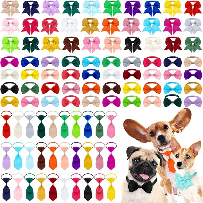 Reginary 100 Pieces Dog Bow Tie Collar Set Include 40 Dog Neckties, and 30 by Reginary