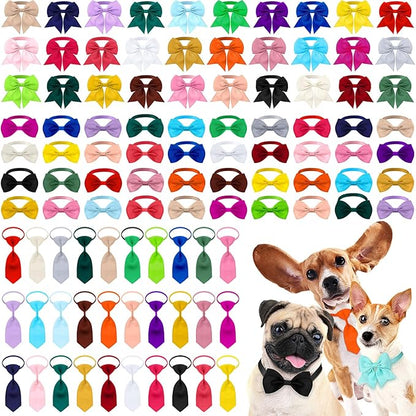 Reginary 100 Pieces Dog Bow Tie Collar Set Include 40 Dog Neckties, and 30 by Reginary