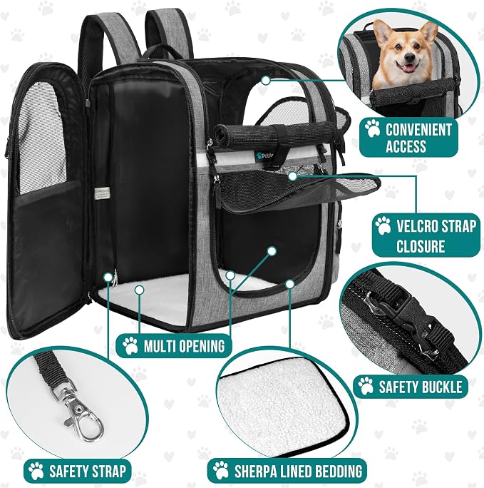 PetAmi Dog Backpack Carrier for Small Large Cat, Ventilated Pet Hiking Backpack - Image 4