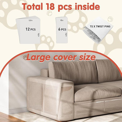 18 PCS Large Cat Scratch Furniture Protector, Transparent Couch Protector from - Image 3
