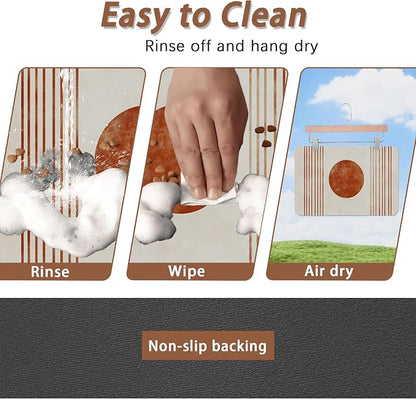 Sun Boho Dog Food Mat for Floors, Absorbent Quick-Dry Pet Feeding Mat, Cat Dog - Image 4