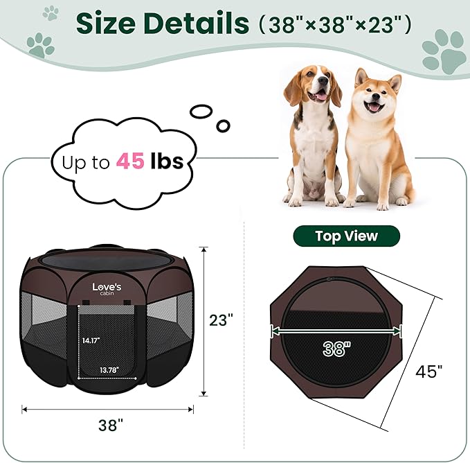 Love's cabin Pet Puppy Dog Playpen, Large Dog Tent Crates Cage Indoor/Outdoor - Image 3