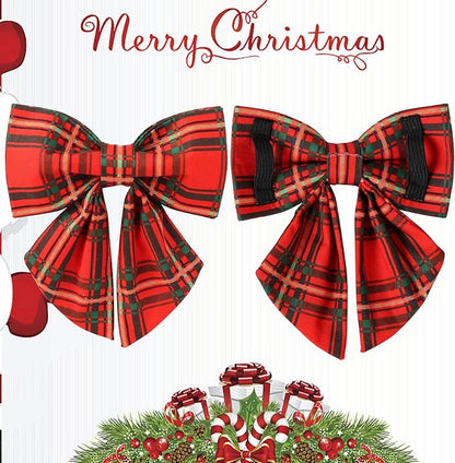 Christmas Dog Collar with Bow Tie, Cotton Christmas Plaid Collar - Image 3