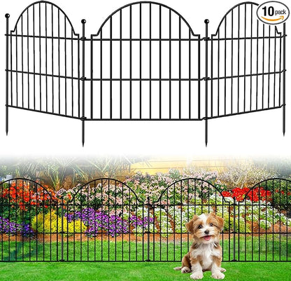 10 Panels No Dig Decorative Outdoor Garden Fence, 24in x20ft Animal Barrier by Blingluck