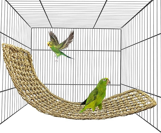 Bird Seagrass Mat 30" × 7" Parrot Natural Grass Woven Net Hammock Parakeet by Hamiledyi