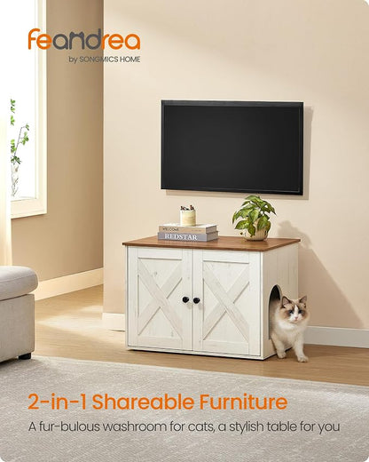 Feandrea Cat Litter Box Enclosure, Litter Box Furniture Hidden, Indoor Cat House - Image 2