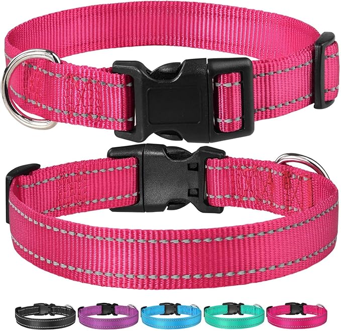 Reflective Dog Collar with Buckle Adjustable Safety Nylon Collars - Image 6