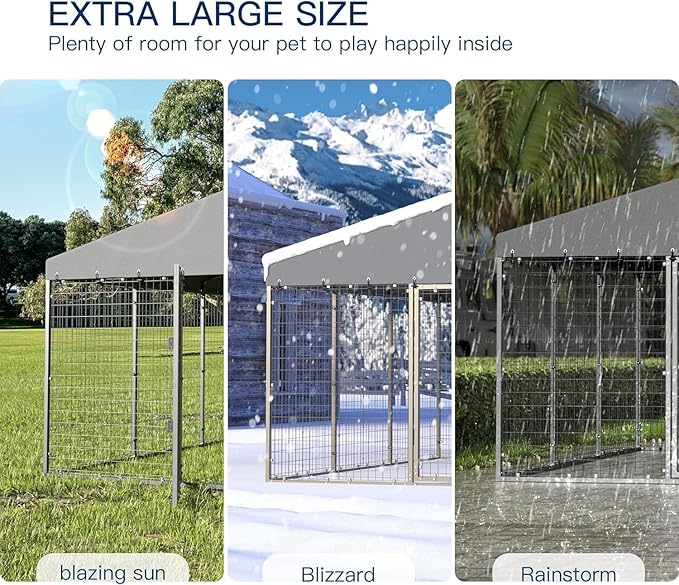 Kullavik 10x10x6 FT Large Outdoor Dog Kennel, Anti-Rust Galvanized Steel Dog Pen - Image 5