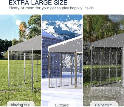 Kullavik 10x10x6 FT Large Outdoor Dog Kennel, Anti-Rust Galvanized Steel Dog Pen - Image 5