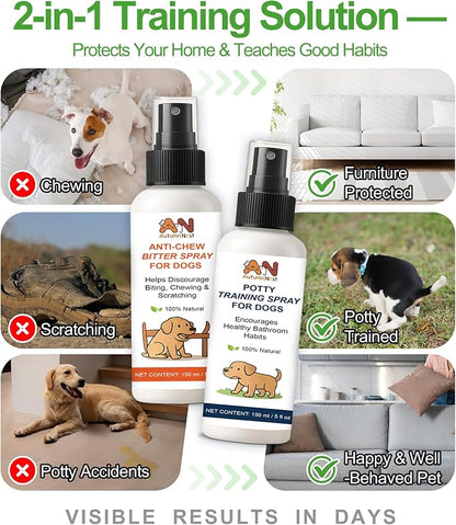 Dog Behavior Training Kit – 2-Pack No Chew Spray + Potty Training Spray – - Image 3
