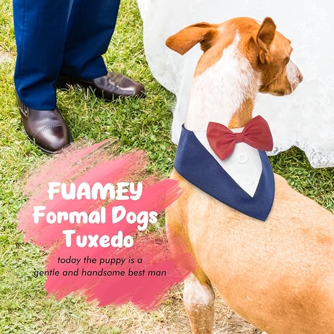 FUAMEY Dog Tuxedo for Small Dogs, Dog Formal Suit Dogs Attire Pet Bow Tie Puppy - Image 4