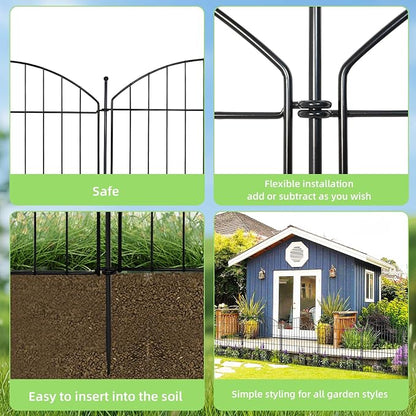 Decorative Garden Fence 32in x24ft, 10 Pack No Dig Fence Animal Barrier - Image 4