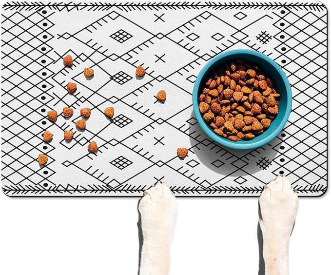 Absorbent Pet Dog Bowl Mat for Food and Water, Pet Cat Food Feeding Mat by Ideasonna