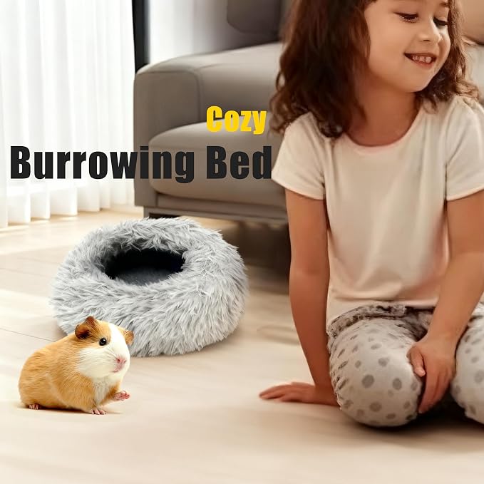 Guinea Pigs Bed Small Animal Bedding Donut-Shaped Burrowing Pet Bed Soft and - Image 5