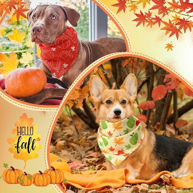 Weewooday 50 Pcs Thanksgiving Fall Dog Bandanas Bulk Pumpkin Maple Leaves - Image 4