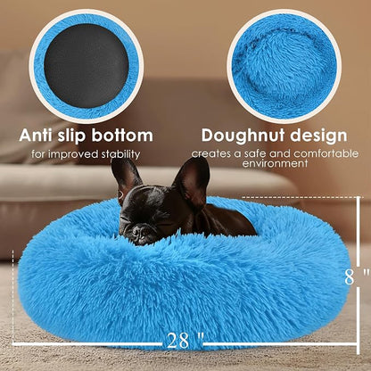 28in Large Dog Bed, Medium Size Dog and Cats, Calming Donut Bed - Image 3
