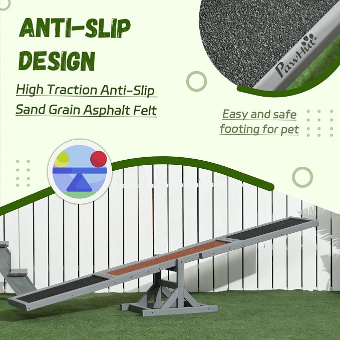 PawHut Wooden Dog Agility Seesaw - Image 4