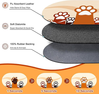 Cat Food Mat 24''x16'', Absorbent Cat Mats - Image 2