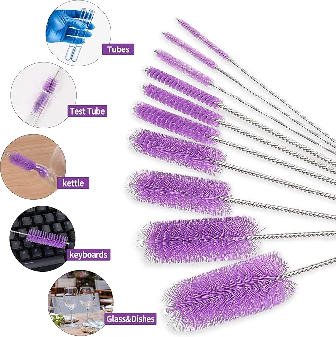 CiaraQ Bottle Cleaning Brushes, 8 Inch Nylon Tube Brush Set, Cleaner - Image 2