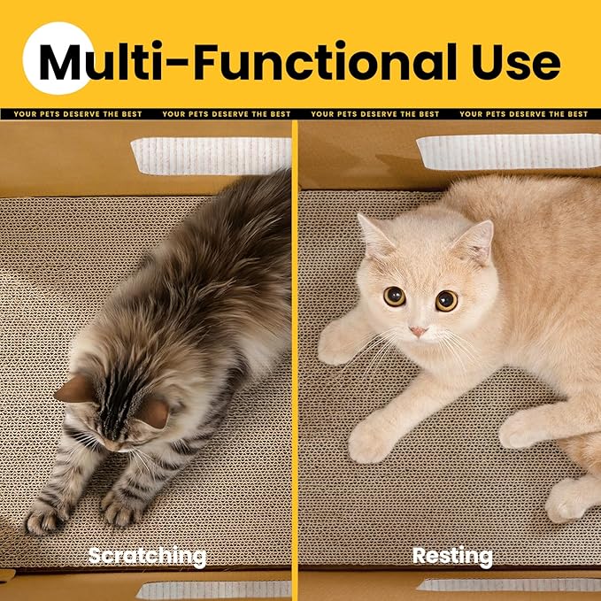 Cardboard Cat House with Scratch Pad & Catnip, Cat Play Scratching House - Image 4